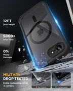 Miracase for iPhone 17e Case & iPhone 16e Case, Full-Body Phone with Built-in Glass Screen Protector, [Magnetic with MagSafe] Military Drop Proof 17 E/ 16 E Cover Bumper 6.1 inch, Black