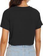 Womens Summer Crop Tops Short Sleeve Round Neck T-Shirts Loose Fit Casual Blouse 2026