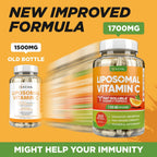DACHA Natural Liposomal Vitamin C - 1700mg, 200 Capsules, Immune System & Collagen Booster, High Absorption Fat Soluble VIT C, Buffered, Skin Vitamins, Vegeterian, Vegan