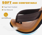 KuaiLu Men's Yoga Mat Leather Flip Flops with Arch Support Comfortable Cushion Walking Thong Sandals Slip On Indoor Outdoor