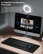 Ring Light for Computer Video Conference - Webcam Light for Monitor Clip On Remote Working Distance Learning Zoom Call Self Broadcasting and Live Streaming Influencer Light Laptop Video Conferencing