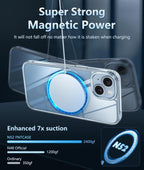 FNTCASE for iPhone 15 Case Clear: iPhone 14/13 Case Magnetic Phone Cases with Screen Protector Compatible with Magsafe Slim Anti Yellowing Rugged Protective Transparent Cell Cover (A-Clear)