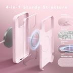 GONEZ Magnetic for iPhone 15 Pro Max Case, [Compatible with MagSafe] Anti-Scratch Microfiber Lining & Screen Protector, Shockproof Slim Phone Silicone Cover 6.7 inch, Chalk Pink