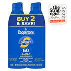 Coppertone Sport Sunscreen Spray SPF 50, Water Resistant Spray Sunscreen Pack, 5.5 Oz, Pack of 2 (Packaging May Vary)