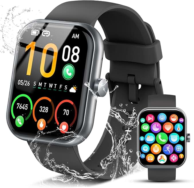 Smart Watch for Men Women (Answer/Make Call), 1.96" HD Fitness Tracker Running Watch, IP68 Wate