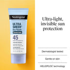 Neutrogena Ultra Sheer Dry-Touch Sunscreen For Face & Body, SPF 45 Broad Spectrum UVA/UVB Protection, Lightweight Water Resistant & Non-Greasy, Travel Size Sunscreen, 3 fl. oz 2 pack