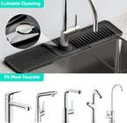 24 Inch Longer Faucet Mat for Kitchen Sink, 5° Slope Fast Self-draining, Kitchen Sink Splash Guard Silicone Sink Faucet Mat Splash Guard Kitchen Sink Area Tidy Splash Faucet Guard Draining Mat