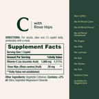 Nature’s Bounty Vitamin C + Rose HIPS, Immune Support, 1000mg Vitamin C, Coated Caplets, 1 Serving per Day, Vegetarian Caplets, 100 Ct