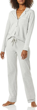 Amazon Essentials Women's Long Sleeve Cotton Modal Pajama Set, Loungewear with Full-Length Bottom