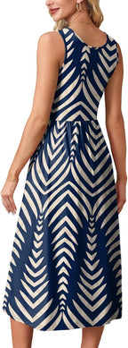 WIHOLL Summer Dresses for Women Flowy Casual Midi Dress Beach Vacation Sundresses with Pockets