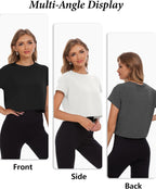 Dalavch 4/6 Pack Women's Crop Top Short Sleeve Athletic Workout Yoga Running Gym Casual Tees T-Shirts Loose Fit