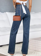 Sidefeel Women's Jeans High Waisted Straight Leg Stretchy Jeans Trendy Loose Wide Leg Zimbaplatinum Denim Pants with Pockets
