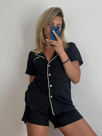 Ekouaer Pajamas Set for Women Short Sleeve Sleepwear Button Down Pjs Soft 2 Piece Lounge Sets XS-XXXL
