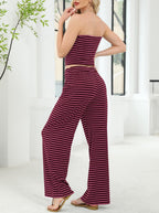 UNCOOYEE Two Piece Sets For Women Summer Outfits Lounge Sets Striped Tube Top And Pants Matching Sets Beach Vacation Travel