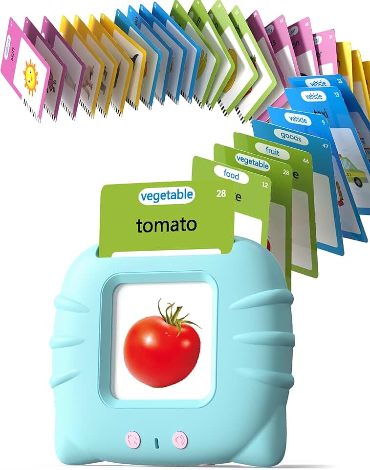 Airbition Talking Flash Cards for Toddlers 1 2 3 4 Year Olds, Montessori Language Learning Toys with 224 Words, Pocket S