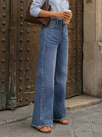 Trendy Queen Women's Wide Leg Jeans, Relaxed Loose Straight Leg with Raw Hem, Comfort Denim Pants