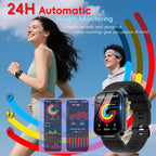 Smart Watch for Men Women Answer/Make Call, 1.85" HD Fitness Tracker with 24/7 Heart Rate & Sleep Monitor, 110+ Sports Modes, IP68 Waterproof Smartwatch, Long Battery Life for Android iOS, Black