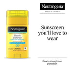 Neutrogena Beach Defense Sunscreen Stick SPF 50, Broad Spectrum Sun Protection for Face & Body, Water-Resistant, Non-Greasy Formula, Travel Size for Beach & Outdoor Use, 1.5 oz (42 g)