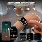 Smart Watch with 2.01" HD Touchscreen, Bluetooth Calling, 120+ Sports Modes, 24/7 Heart Rate & Sleep Monitoring, IP67 Waterproof Fitness Tracker, Compatible with iOS and Android (Black)