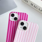 Yeddabox for iPhone 15 Case Cute Striped Phone Case Soft TPU Slim Shockproof Phone Cover for Women Girls, Pink