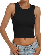 ANRABESS Womens Crop Tank Tops High Neck Sleeveless Ribbed Knit Slim Fit Shirts 2026 Summer Casual Basic Workout Clothes