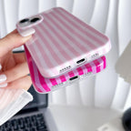 Yeddabox for iPhone 15 Case Cute Striped Phone Case Soft TPU Slim Shockproof Phone Cover for Women Girls, Pink