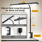 LED Desk Lamp for Office Home, Stepless Dimming Architect Desk Light with DC Adapter, Eye-Caring Desk Lamp with Clamp, 25 Lighting Modes Adjustable 12.8in Flexible Gooseneck for Workbench, Drafting