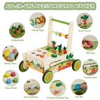 Beright 12-in-1 Wooden Baby Walker, Toddler Activity Center Toys, Wooden Baby Push and Pull Toys, Baby Push Walker, Multiple Play, Develops Motor Skills & Stimulates Creativity, Upgraded