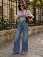 Trendy Queen Women's Wide Leg Jeans, Relaxed Loose Straight Leg with Raw Hem, Comfort Denim Pants
