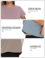 Dalavch 4/6 Pack Women's Crop Top Short Sleeve Athletic Workout Yoga Running Gym Casual Tees T-Shirts Loose Fit