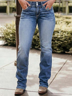 Flamingals Boot Cut Jeans for Women High Waist Tummy Control Straight Flare Trendy Denim Pants