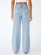 Trendy Queen Women's High Waisted Straight Wide Leg Jeans, Comfort Stretch Baggy Denim Pants