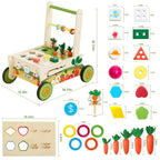 Beright 12-in-1 Wooden Baby Walker, Toddler Activity Center Toys, Wooden Baby Push and Pull Toys, Baby Push Walker, Multiple Play, Develops Motor Skills & Stimulates Creativity, Upgraded