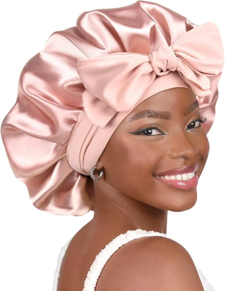 YANIBEST Adjustable Satin Bonnet for Sleeping Women Double Layer Hair Wrap Reduce Friction Prevent Frizz Natural Curly H