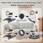 Baby Walker, 5-in-1 Baby Walkers for Boys and Girls 6-12 Months with Bouncer, Removable Footrest, Feeding Tray & Music, Foldable & Adjustable Activity Walker for 6-18 Months Toddler Infant
