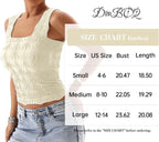 DouBCQ Women Cute Crop Tank Top Square Neck Wide Strap Vest Slim Fit Floral Lettuce Trim Cropped Cami Tops