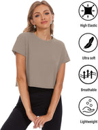 Dalavch 4/6 Pack Women's Crop Top Short Sleeve Athletic Workout Yoga Running Gym Casual Tees T-Shirts Loose Fit