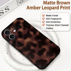 Hython for iPhone 16 Case Cute Matte Amber Leopard Print Cheetah Pattern Tortoise Shell Phone Cases for Women Men, Slim Anti-Scratch Soft TPU Bumper Shockproof Rubber Protective Cover, Brown Amber