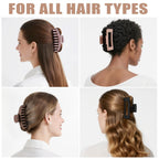 TOCESS Big Hair Claw Clips for Women - Neutral Large Claw Clip for Thin Thick Curly Hair 90's Strong Hold 4.33 Inch Nonslip Matte Jumbo Hair Clips (8 Pcs)