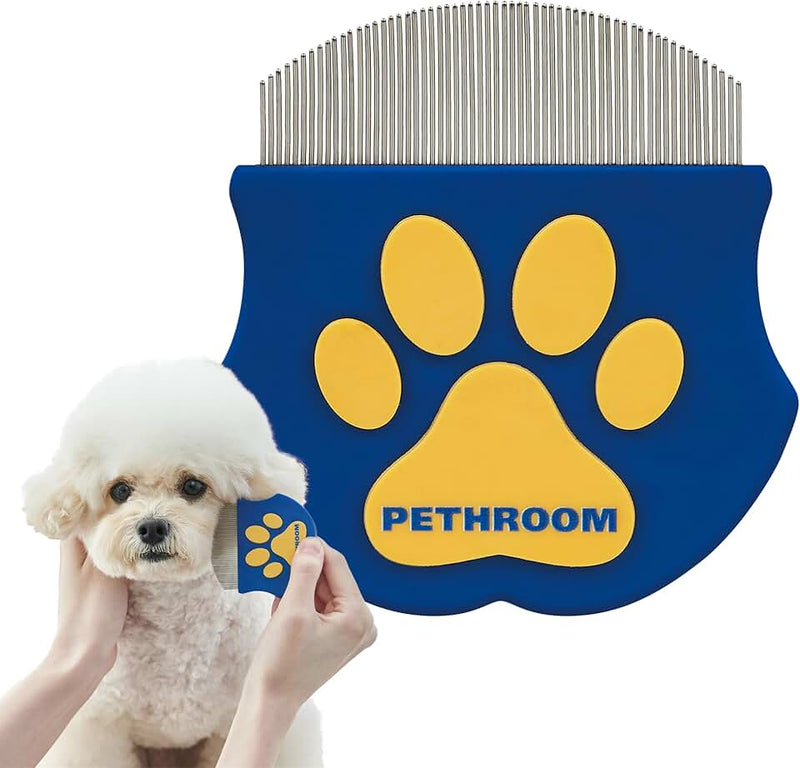 PETHROOM Professional Eye Comb for Pets | Stainless Steel Tear Stain Remover for Cats & Dogs | Gentle Round-Head Groomin