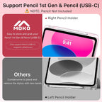MoKo for iPad (A16) 11th Generation Case 11 Inch 2025, iPad 10th Generation Case 10.9 Inch 2022 with Pencil Holder, Slim Light Trifold Protective Cover with Hard PC Translucent Back Shell, Pink