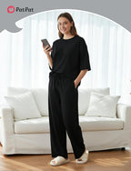 PATPAT Lounge Sets for Women Short Sleeve Pajama Set Soft Comfy Elastic Pjs 2 Piece Loungewear Outfits with Pockets, S-XXL