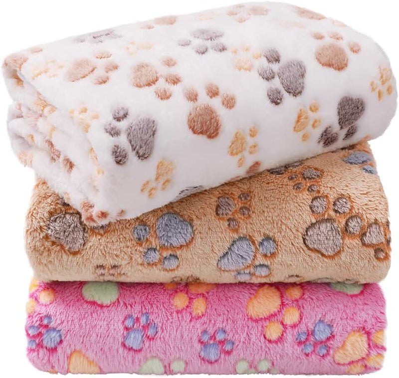 LINENLUX 1 Pack 3 Blankets Super Soft Fluffy Premium Fleece Dog Blankets for Puppy Cat Pet Blanket Flannel Throw Warm Sl