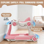 6 in 1 Foldable Baby Walker, Activity Baby Walker-Baby Bouncer, Rocker, Activity Center,Push Walker,Detachable Trampoline Mat, Adjustable Speed Rear Wheels and Height,Music & Lights,Ages 6-18 Months