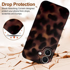 Hython for iPhone 16 Case Cute Matte Amber Leopard Print Cheetah Pattern Tortoise Shell Phone Cases for Women Men, Slim Anti-Scratch Soft TPU Bumper Shockproof Rubber Protective Cover, Brown Amber