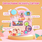 CUTE STONE 2-in-1 Baby Walker for Girls, Toddlers Learning Walker, Early Educational Push Walking Toys with Detachable Activity Center for Infants 12+ Months