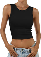 ANRABESS Womens Crop Tank Tops High Neck Sleeveless Ribbed Knit Slim Fit Shirts 2026 Summer Casual Basic Workout Clothes