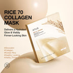 ANUA Rice 70 Glow Collagen Mask, Overnight Face Mask for Glass Skin, Ceramide, Collagen Facial Mask, Skin Moisture Barrier, Tightening Care, Natural Color, Korean Skincare, 1.34 oz/4ea