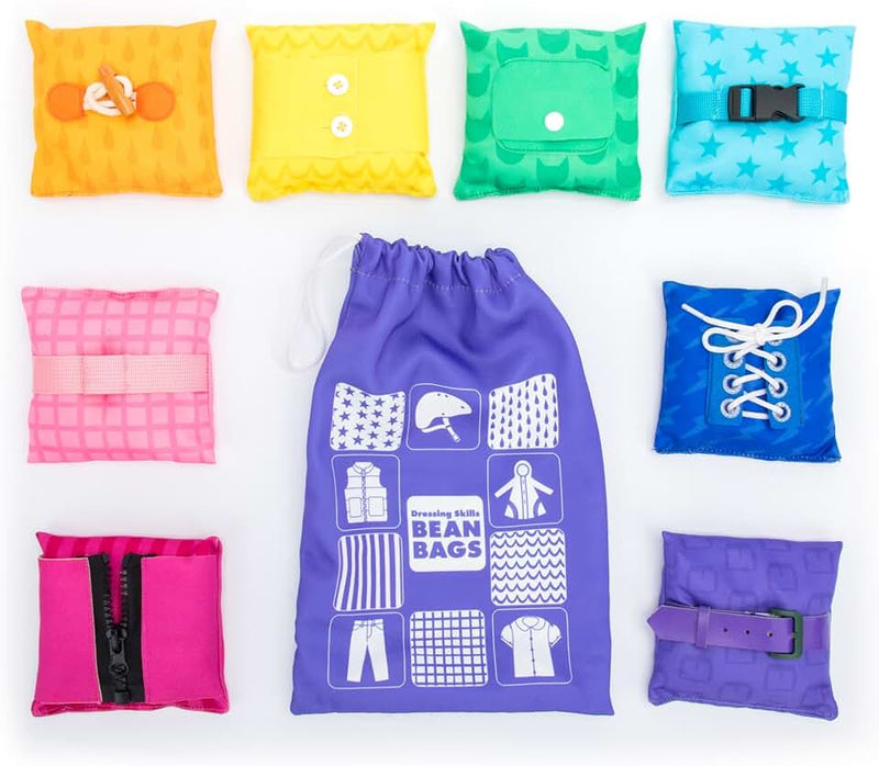 Educational Insights Dressing Skills Bean Bags - Montessori Busy Board Activites for Toddlers, Shoe Tying Practice, Occu