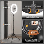 EMART 18-inch Ring Light with Stand, 2800-6500K LED Photography Lighting Kit with Phone Holder, Selfie Light for Vlog Live Streaming Video Makeup Tattoo Barber Studio